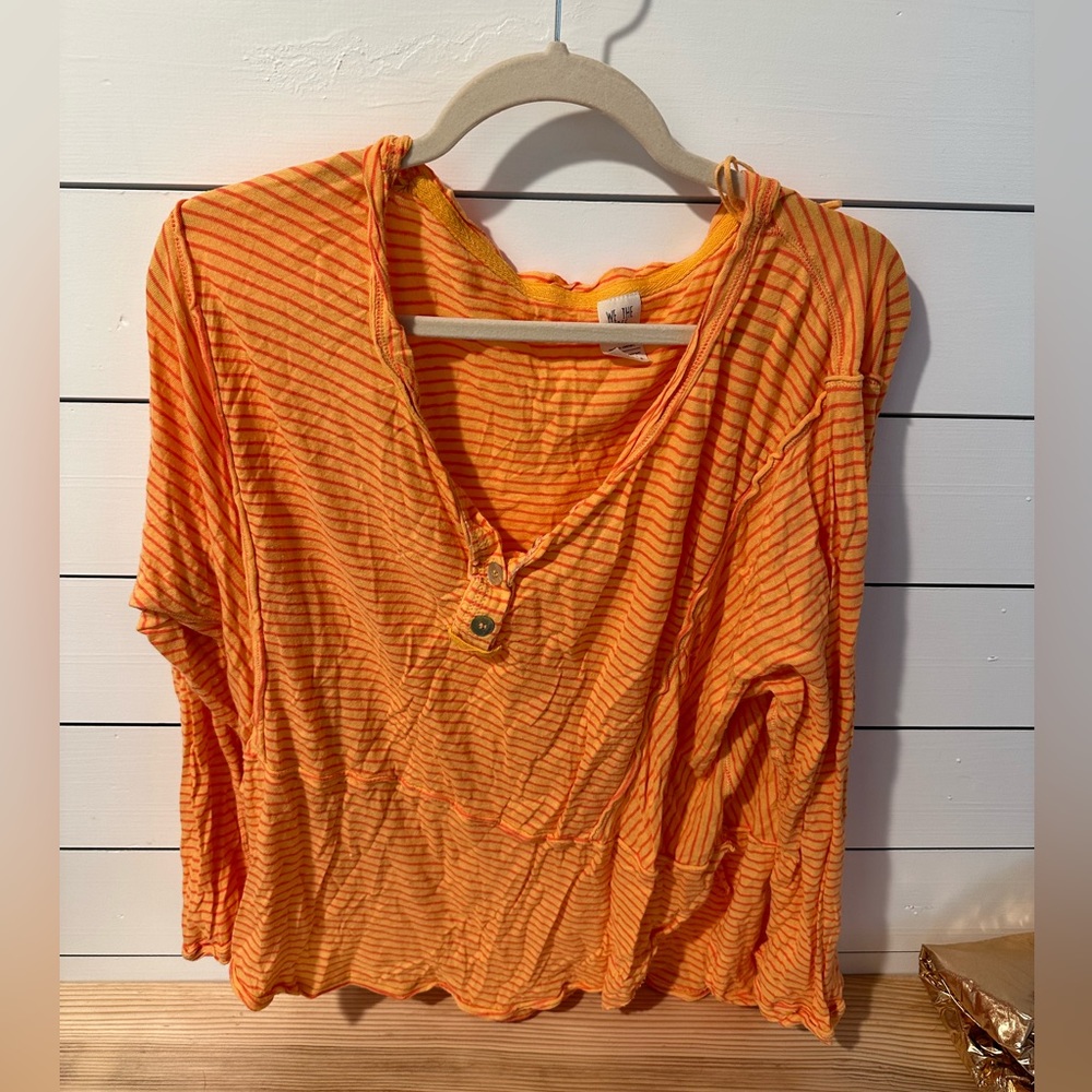 We The Free orange striped long sleeved float tee